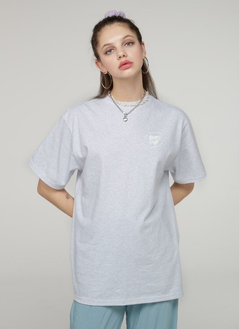 ZPB1 하트 어택 티셔츠 [GREY] 김나영이 착용한 제로플래닛