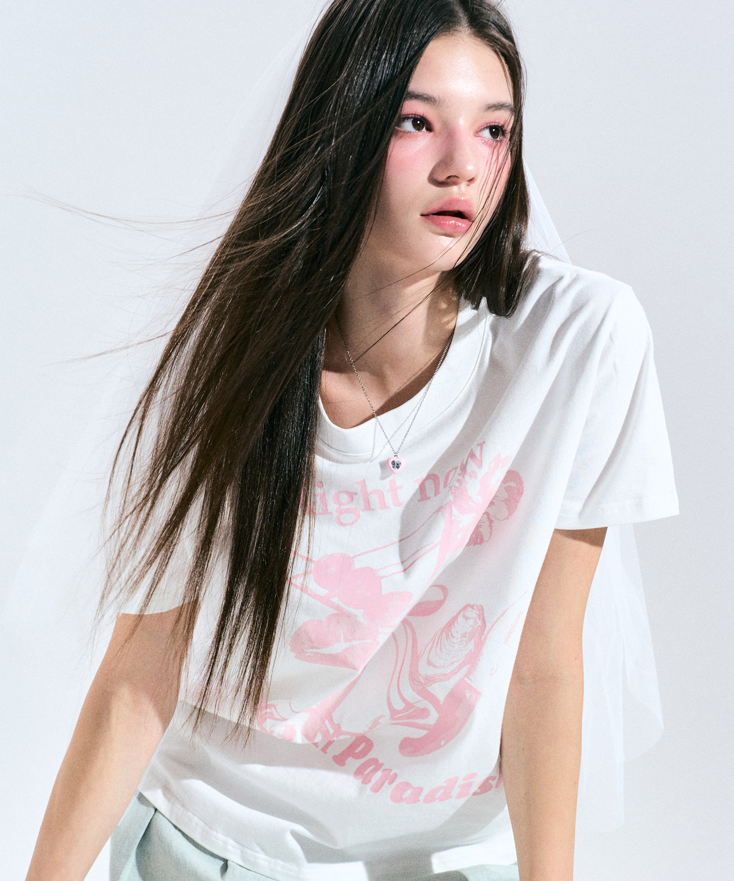 낙원 그래픽 티셔츠 [WHITE] 김나영이 착용한 제로플래닛