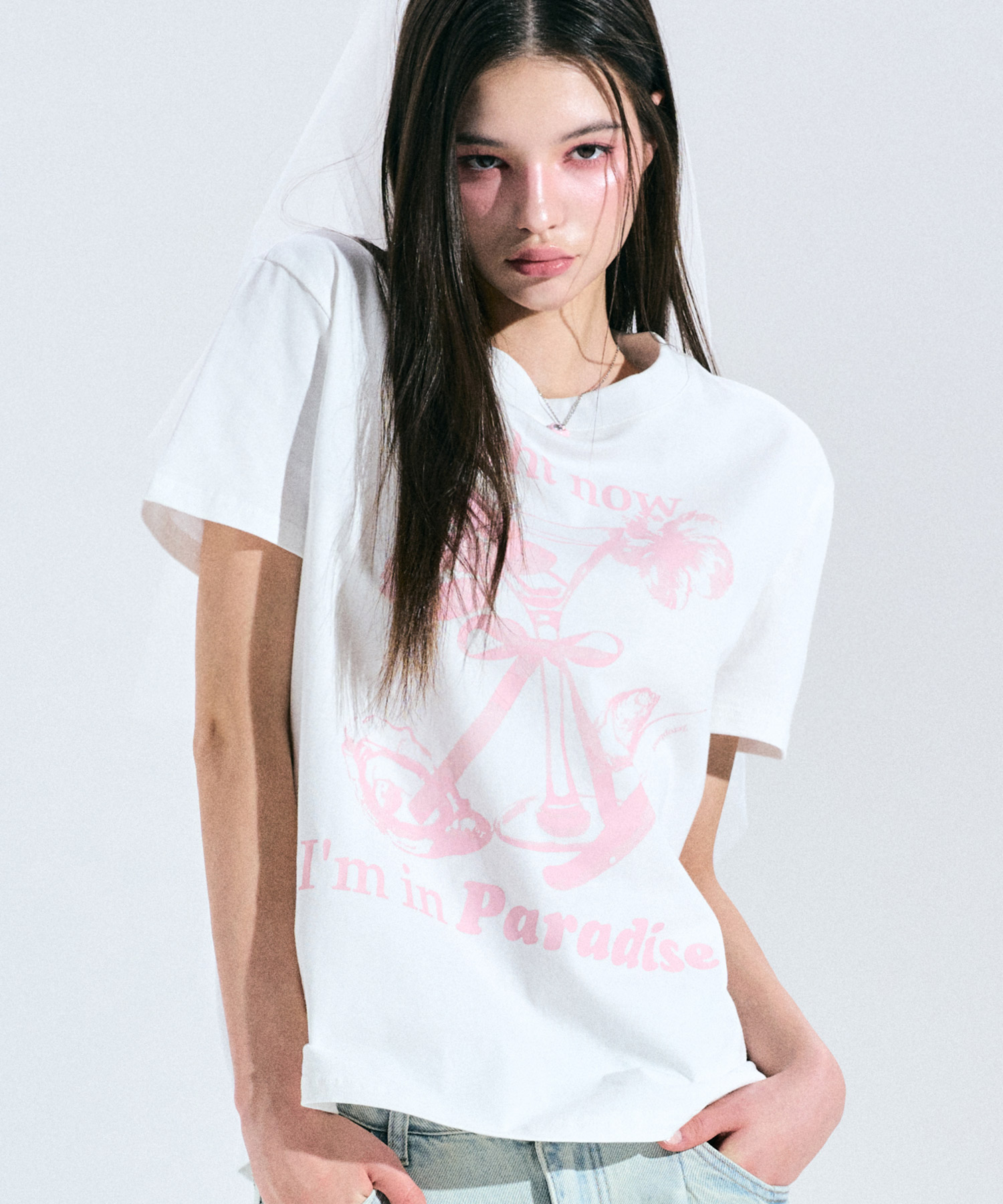 낙원 그래픽 티셔츠 [WHITE] 김나영이 착용한 제로플래닛